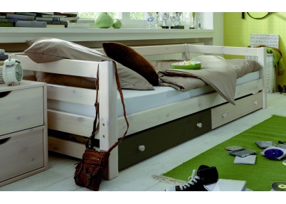 Tiener bedbank 'Breaker' met lades Tiener bedbank Breaker met twee laden op wieltjes