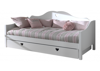 Bedbank 'Sweetheart' voor meisjes Bedbank of kajuitbed Sweetheart voor meisjes met een hartje in de lange zijde en twee hartjes in de slaaplade