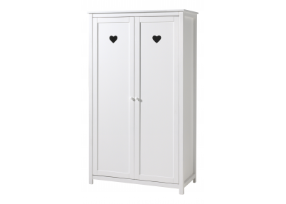 2-Deurs kledingkast 'Sweetheart' voor meisjes Tweedeurs hangkast Sweetheart voor meisjes met uitgesneden hartjes in beide deuren