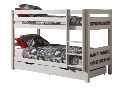 Stapelbed 'Wedge' wit 140 cm. Massief grenen stapelbed Wegde wit laag met een totale hoogte van 140 cm.