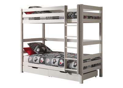 Stapelbed 'Wedge' wit 180 cm. Massief grenen stapelbed Wegde wit hoog met een totale hoogte van 182 cm.