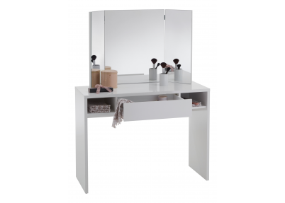 OUTLET: Strakke kaptafel 'Fashionista' wit Strakke kaptafel Fashionista in edelglans wit met geopende lade