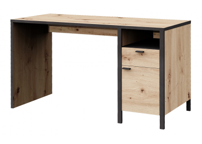 Bureau 'Zen' met kastje en lade Tienerbureau Zen diagonaal aanzicht