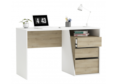 Strak bureau 'Snow' met 3 lades Ingericht strak bureau Snow