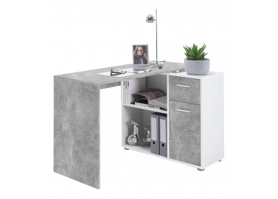 Tiener bureau 'Turn' beton Tiener bureau Turn beton in hoekopstelling
