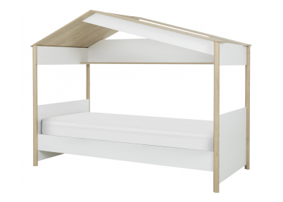 Huisbed 'Home' wit / eik 90 x 200 cm. Huisbed Home wit/eik heeft een matrasmaat van 90 x 200 cm.