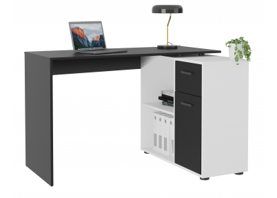 Tiener bureau 'Turn' zwart en wit Tiener bureau Turn zwart en wit in een hoekopstelling