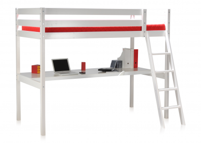 Hoogslaper 'Brace' wit met riant bureau Hoogslaper Brace wit met breed bureau