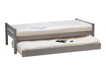 Slim tienerbed MacGyver grijs met uitschuifbaar bed