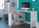 Tiener hoekbureau Expose wit in een ingerichte groene/blauwe kamer (linksom opgezet)