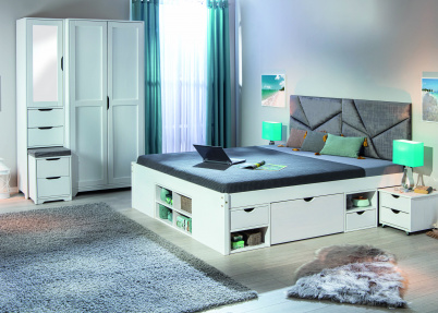 Slaapkamer ‘Lodge’ voor jongvolwassenen Twijfelaar Lodge met de 1-deurs kledingkast Lodge en de 2-deurs kledingkast Lodge